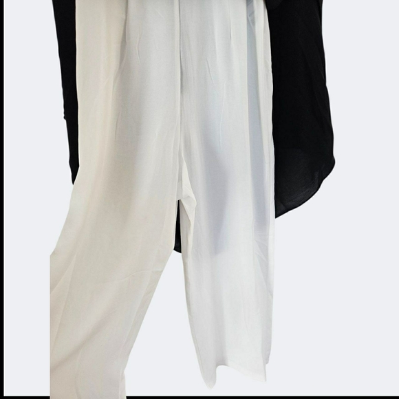 Adrianna Papell Black Crepe Overlay Sleeveless Jumpsuit Size 10 - Picture 6 of 11